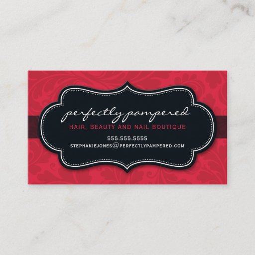 Customizable BUSINESS CARD classy flourish cherry red black