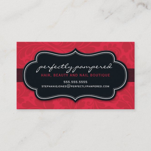 BUSINESS CARD classy flourish cherry red black (Front)