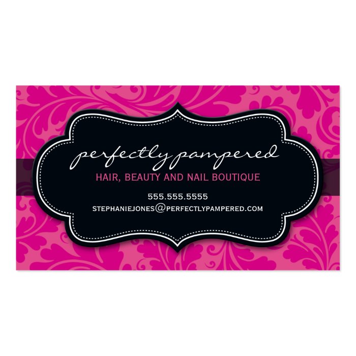 BUSINESS CARD classy flourish fuschia pink black