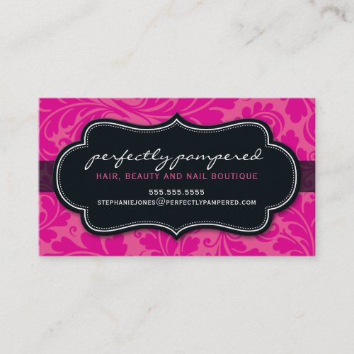 BUSINESS CARD classy flourish fuschia pink black