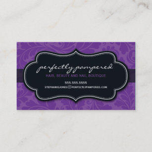 BUSINESS CARD classy flourish violet purple black