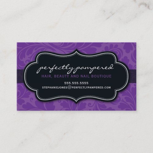BUSINESS CARD classy flourish violet purple black