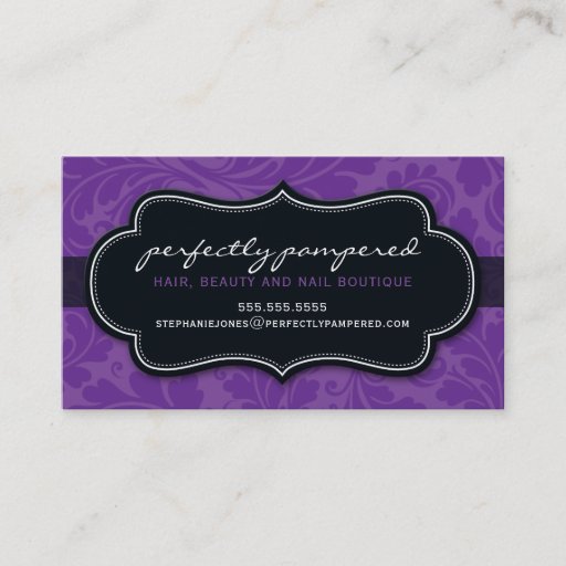 Customizable BUSINESS CARD classy flourish violet purple black