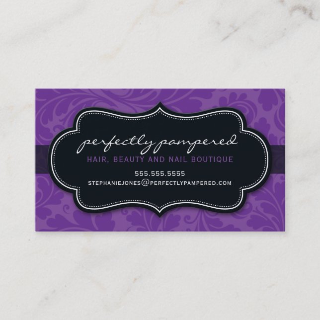 BUSINESS CARD classy flourish violet purple black (Front)