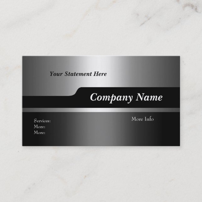 Business Card Company Elegant Black Silver (Front)