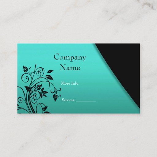 Customizable Business Card Company Elegant Teal Black Floral