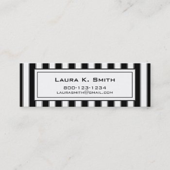 Business Card  Contemporary Black And White Stripe Mini Business Card by FridaBarlowDesign at Zazzle