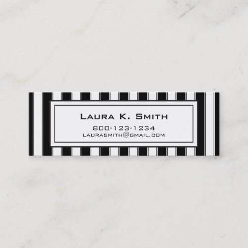 Business Card Contemporary Black and White Stripe Mini Business Card
