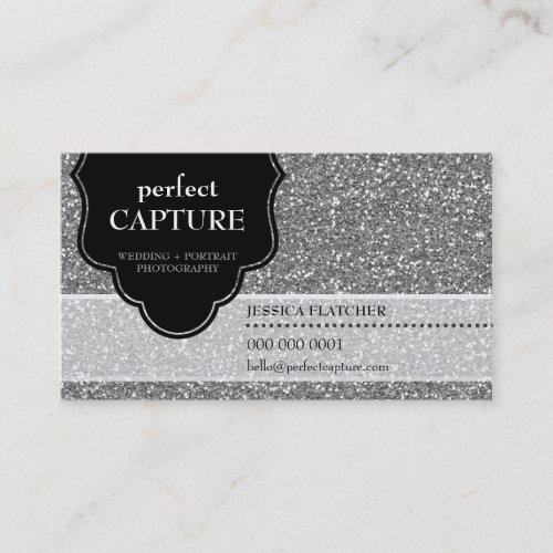 BUSINESS CARD cool bold captured silver glitter