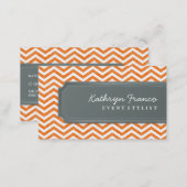 BUSINESS CARD cool chevron stripe orange grey (Front/Back)