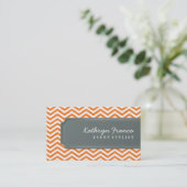 BUSINESS CARD cool chevron stripe orange grey (Standing Front)
