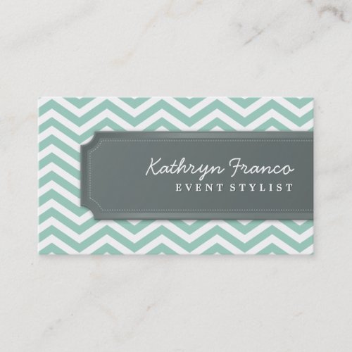 BUSINESS CARD cool chevron stripe pale green grey