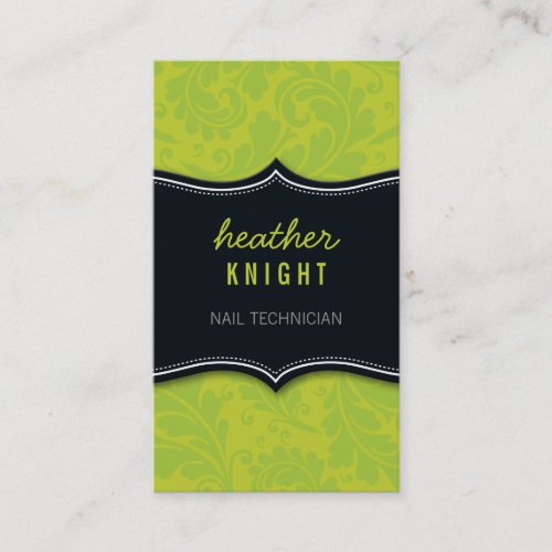 BUSINESS CARD cool flourish black lime green