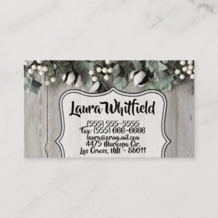 Business Card cotton plant berries barn wood rusti