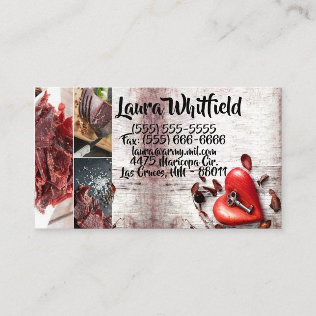 Business Card Country Wood Key to my Heart Rustic (Front)