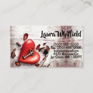 Business Card Country Wood Key to my Heart Rustic