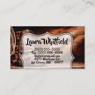 Business Card Cowboy Boots Barn Wood Rustic Countr
