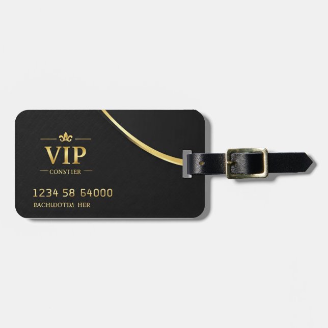 Business Card Custom Black VIP Luggage Tag (Front Horizontal)