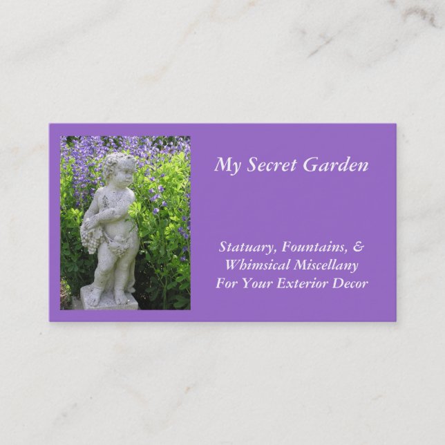 BUSINESS CARD, CUSTOMIZABLE, GARDEN STATUARY BUSINESS CARD (Front)