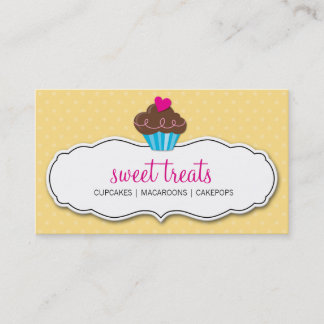 BUSINESS CARD cute bold cupcake butter yellow pink