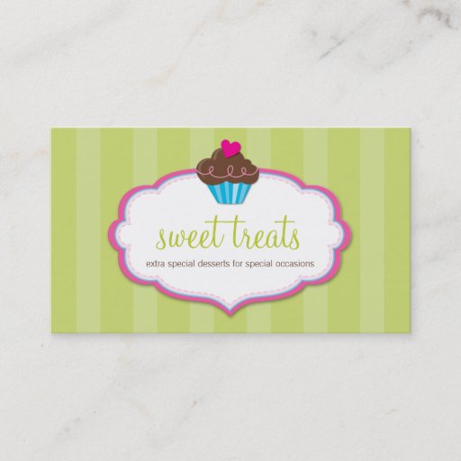 Customizable BUSINESS CARD cute bold cupcake lime green pink