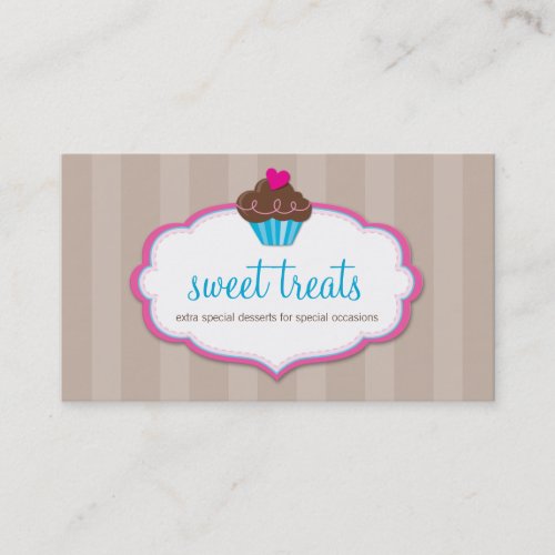 BUSINESS CARD cute bold cupcake mocha brown pink