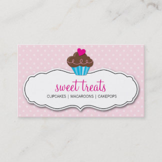 BUSINESS CARD cute bold cupcake pastel pink
