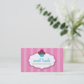 BUSINESS CARD cute bold cupcake pink (Standing Front)