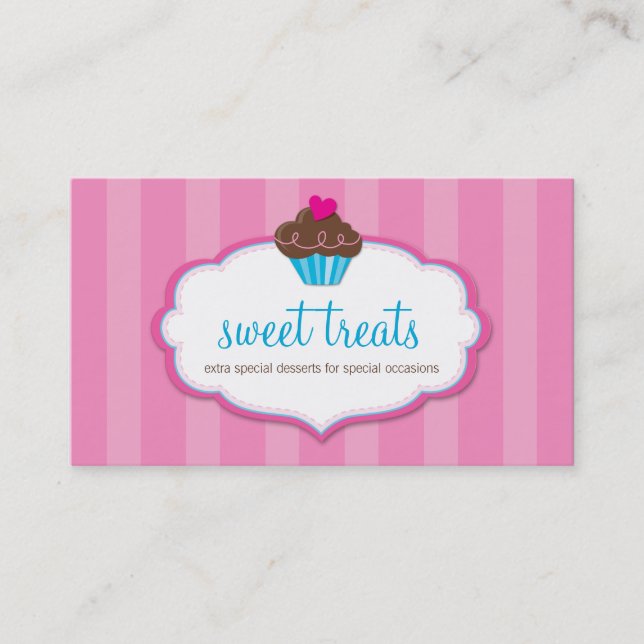 BUSINESS CARD cute bold cupcake pink (Front)