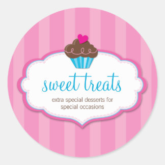 BUSINESS CARD cute bold cupcake pink Classic Round Sticker