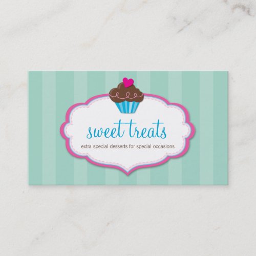 BUSINESS CARD cute bold cupcake pink mint green