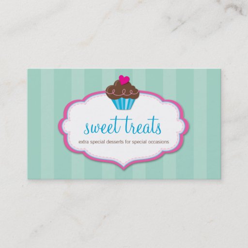 Customizable BUSINESS CARD cute bold cupcake pink mint green