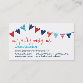 BUSINESS CARD :: cute bunting navy red aqua