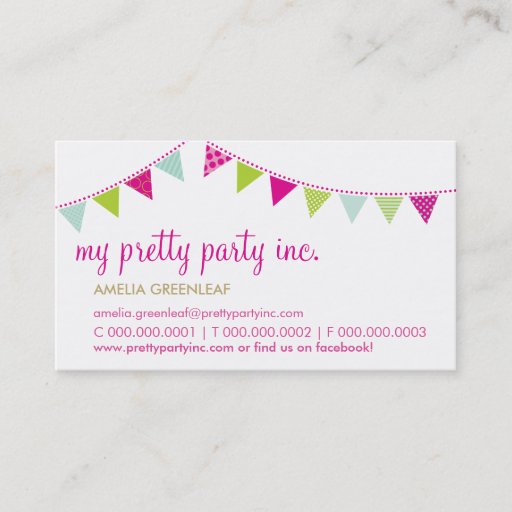 Customizable BUSINESS CARD :: cute bunting pink lime mint