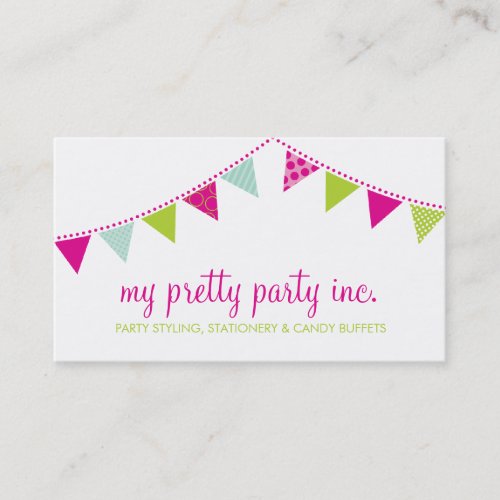BUSINESS CARD :: cute bunting pink lime mint