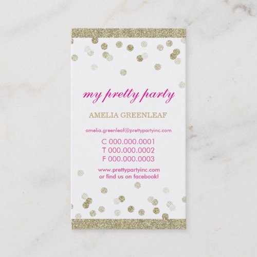 BUSINESS CARD cute stylish confetti gold glitter