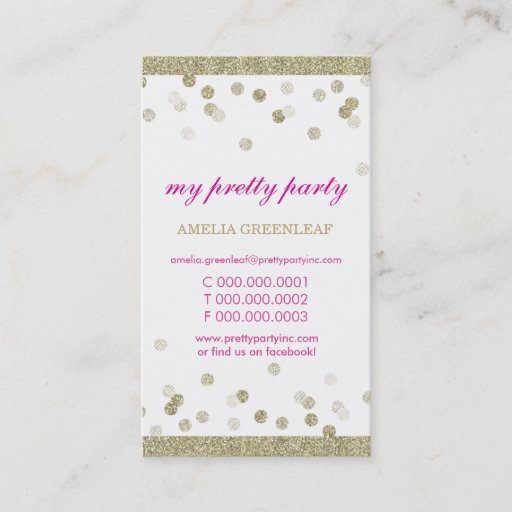 Customizable BUSINESS CARD cute stylish confetti gold glitter