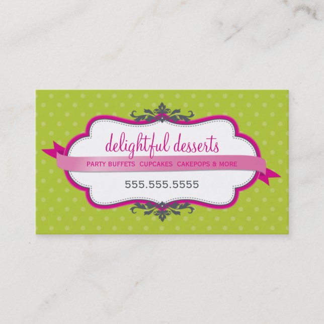 BUSINESS CARD cute stylish fuschia pink lime green (Front)
