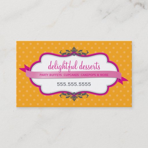 Customizable BUSINESS CARD cute stylish fuschia pink orange