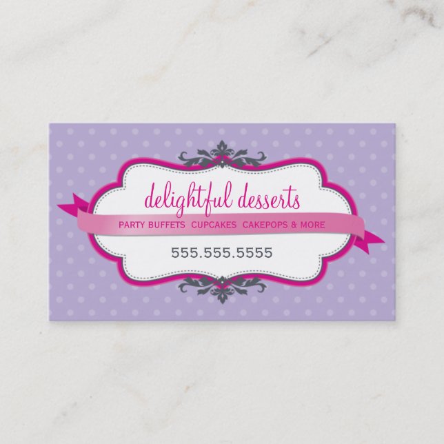 BUSINESS CARD cute stylish fuschia pink purple (Front)