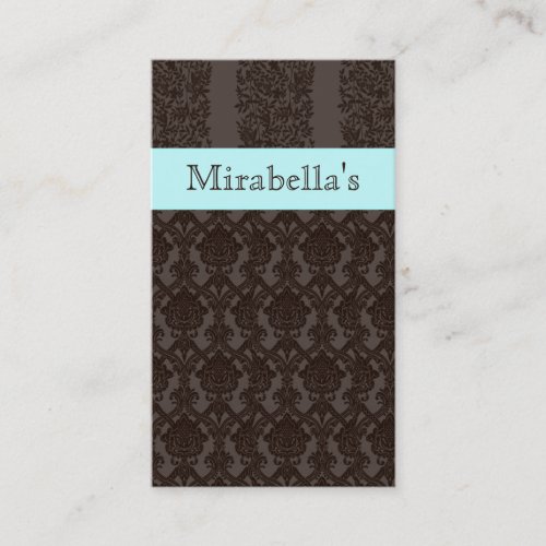 Business Card Damask Flower Blue Black