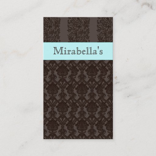 Customizable Business Card Damask Flower Blue Black