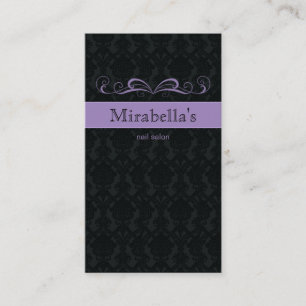 Business Card Damask Swirl Purple Black