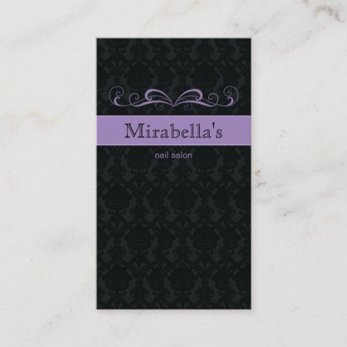 Business Card Damask Swirl Purple Black
