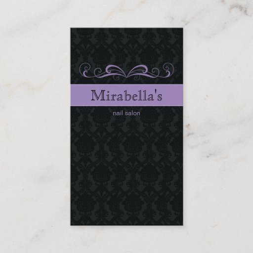 Customizable Business Card Damask Swirl Purple Black