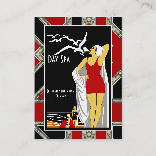 Business Card Day Spa Beauty Salon Diva retro (Front)