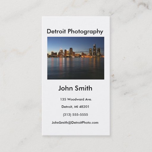 Customizable Business Card, Detroit Photography