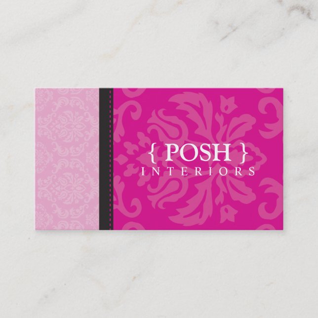 BUSINESS CARD :: divinely damask fuschia pink (Front)