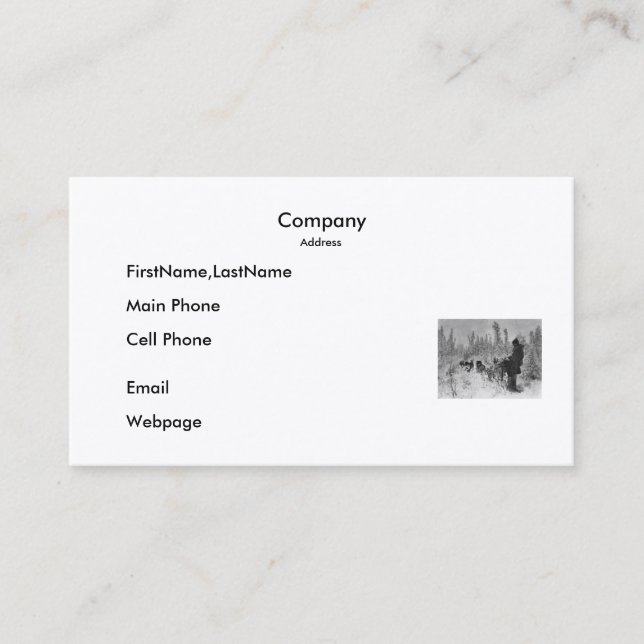 Business Card / Dog Team on the Trail (Front)