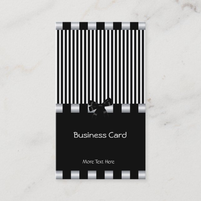 Business Card Elegant Art Deco Black White Silver (Front)